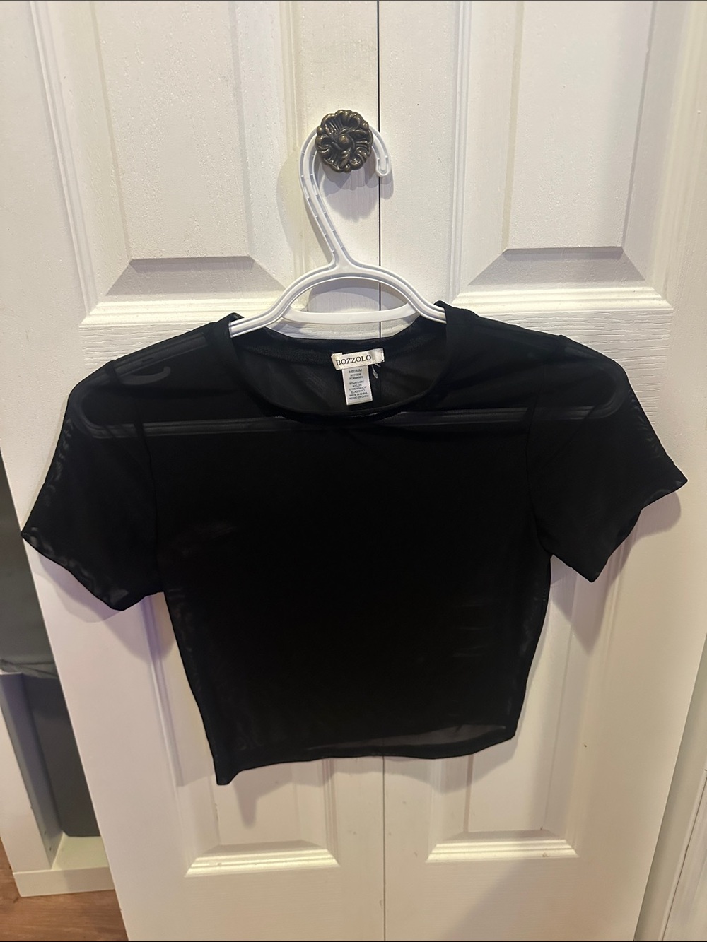 Bozzolo Black Sheer Short Sleeve Crop Tee